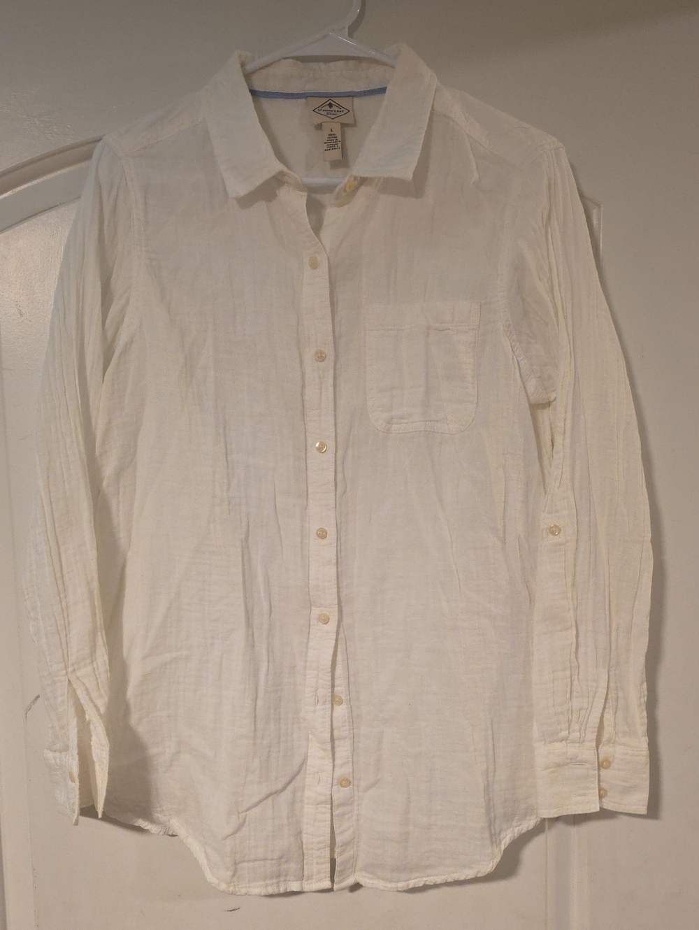 St. John's Bay Men’s White Long-Sleeve Button-Down Shirt